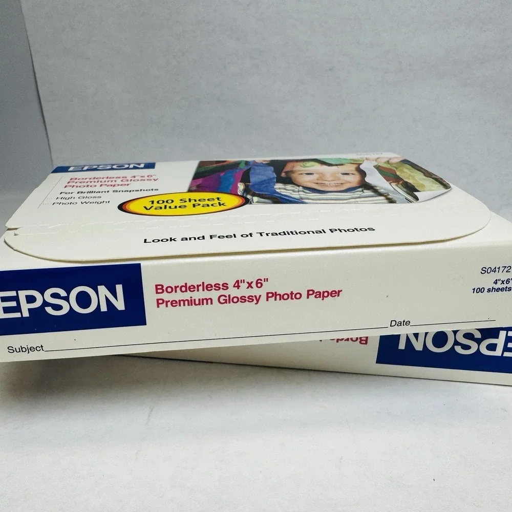 2 PACK Epson Premium Photo Paper Glossy, Borderless, 4